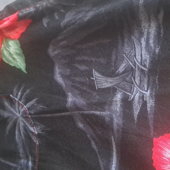 VINTAGE Tamare Hawaiian Shirt Dr Gonzo Black Floral Aloha Beach Large - Picture 4 of 10